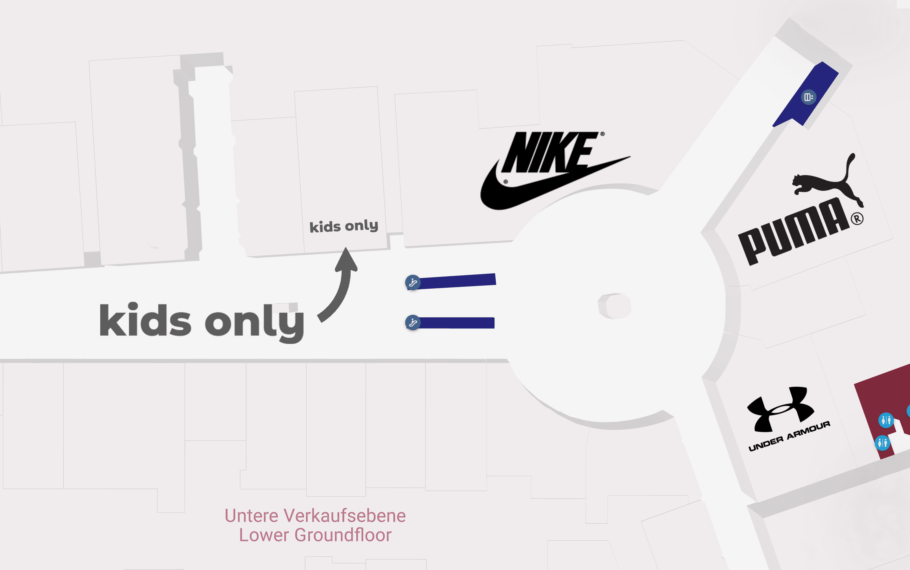 kids only Salzburg - Zentrumsplan und Lage des Geschäfts